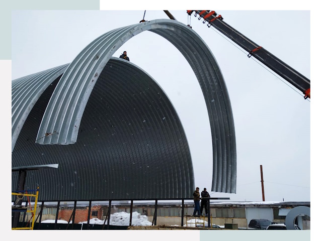 Полукруглые ангары в Чернушке